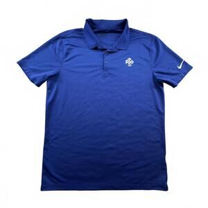 Nike Golf Men's Blue Dri-Fit Polo Shirt Rio 2016 Olympic Edition Medium